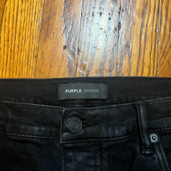 Purple Brand P001 Slim Fit Jeans Men's Size 40x34 Black Denim Frayed Hem - Picture 2 of 13